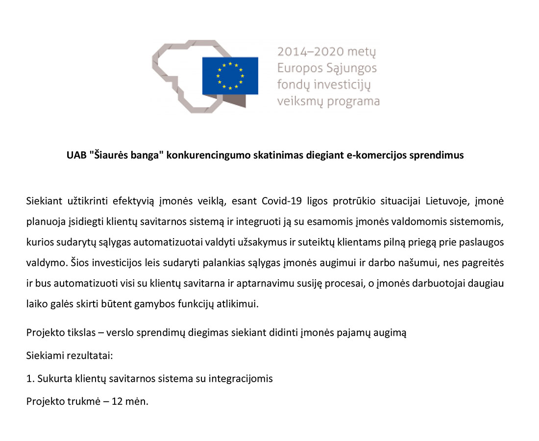 UAB "Šiaurės banga" konkurencingumo skatinimas diegiant e-komercijos sprendimus